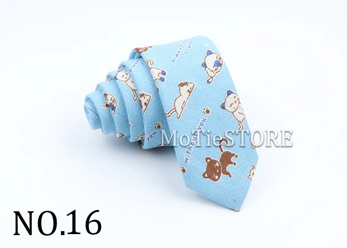New Cartoon Linen Tie Skinny Casual Necktie For Wedding Party Neckties Classic Suits Floral Animal Print Neck Ties Cravat Gift
