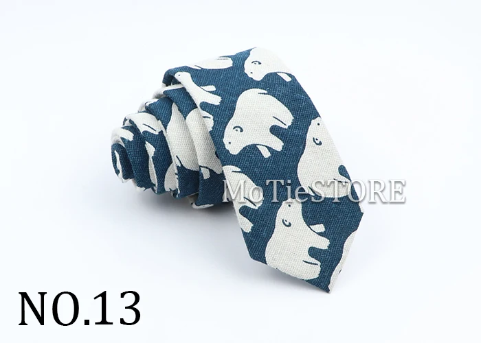New Cartoon Linen Tie Skinny Casual Necktie For Wedding Party Neckties Classic Suits Floral Animal Print Neck Ties Cravat Gift