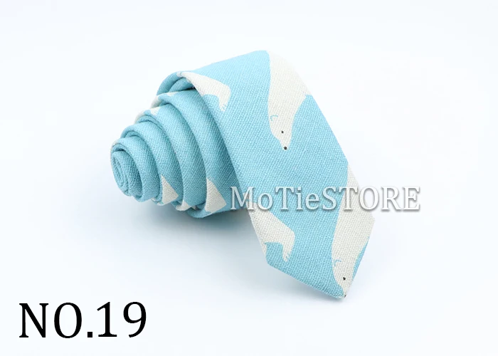 New Cartoon Linen Tie Skinny Casual Necktie For Wedding Party Neckties Classic Suits Floral Animal Print Neck Ties Cravat Gift