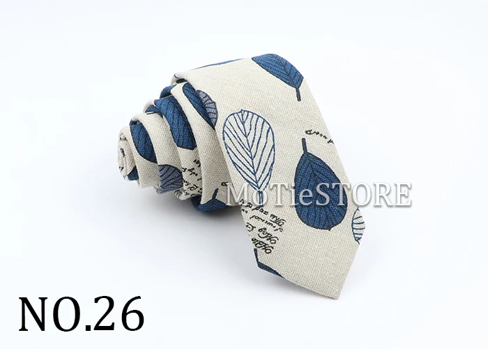 New Cartoon Linen Tie Skinny Casual Necktie For Wedding Party Neckties Classic Suits Floral Animal Print Neck Ties Cravat Gift