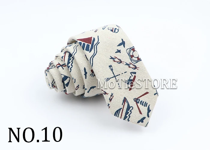 New Cartoon Linen Tie Skinny Casual Necktie For Wedding Party Neckties Classic Suits Floral Animal Print Neck Ties Cravat Gift