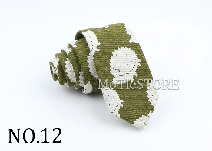 New Cartoon Linen Tie Skinny Casual Necktie For Wedding Party Neckties Classic Suits Floral Animal Print Neck Ties Cravat Gift
