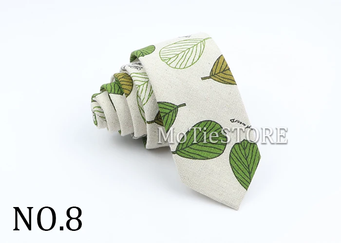 New Cartoon Linen Tie Skinny Casual Necktie For Wedding Party Neckties Classic Suits Floral Animal Print Neck Ties Cravat Gift
