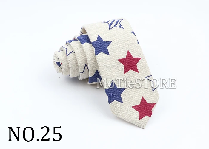 New Cartoon Linen Tie Skinny Casual Necktie For Wedding Party Neckties Classic Suits Floral Animal Print Neck Ties Cravat Gift