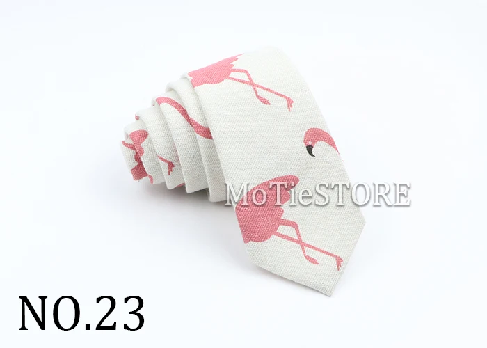 New Cartoon Linen Tie Skinny Casual Necktie For Wedding Party Neckties Classic Suits Floral Animal Print Neck Ties Cravat Gift