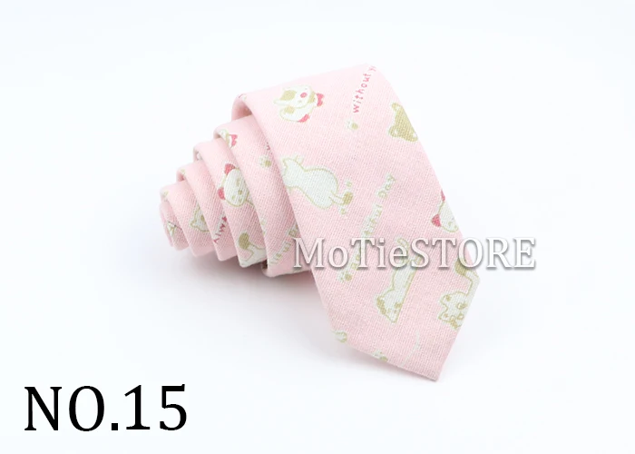 New Cartoon Linen Tie Skinny Casual Necktie For Wedding Party Neckties Classic Suits Floral Animal Print Neck Ties Cravat Gift