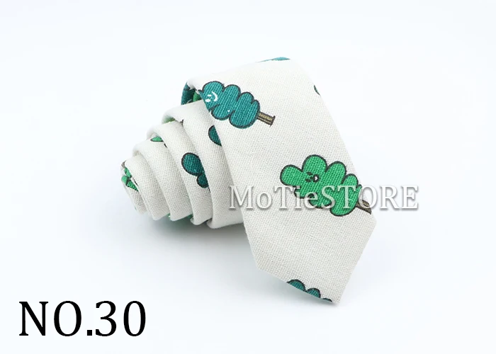 New Cartoon Linen Tie Skinny Casual Necktie For Wedding Party Neckties Classic Suits Floral Animal Print Neck Ties Cravat Gift