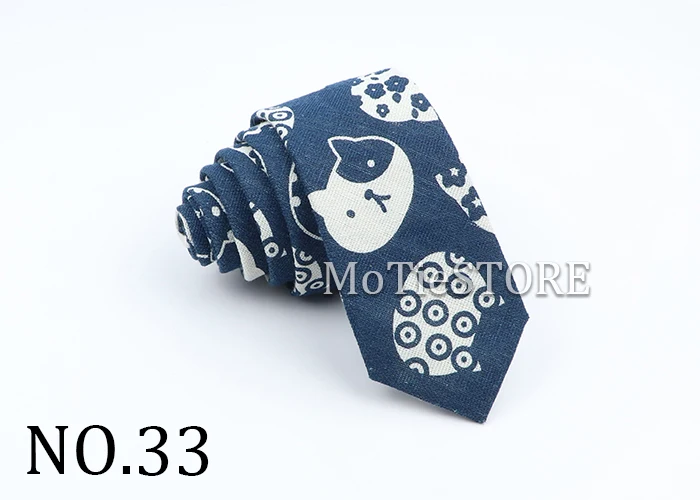 New Cartoon Linen Tie Skinny Casual Necktie For Wedding Party Neckties Classic Suits Floral Animal Print Neck Ties Cravat Gift