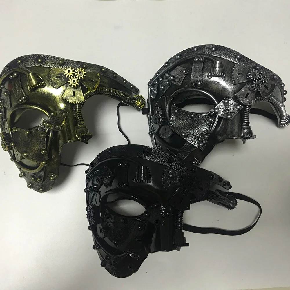 Steampunk Phantom Masquerade Cosplay Medieval Retro Mask Ball Half Face Men Punk Costume Halloween Party Costume Props
