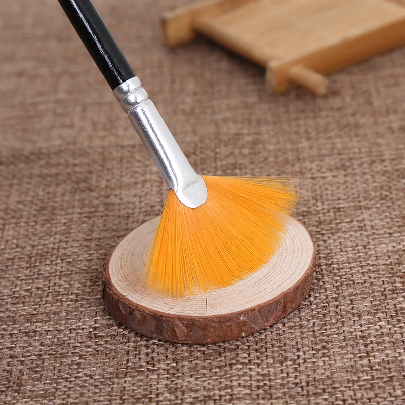 5Pcs Fan shape Gouache Painting Brush Kids Student Nylon Hair Wooden Handle Painting Artist Brush Set Drawing Art Supplies