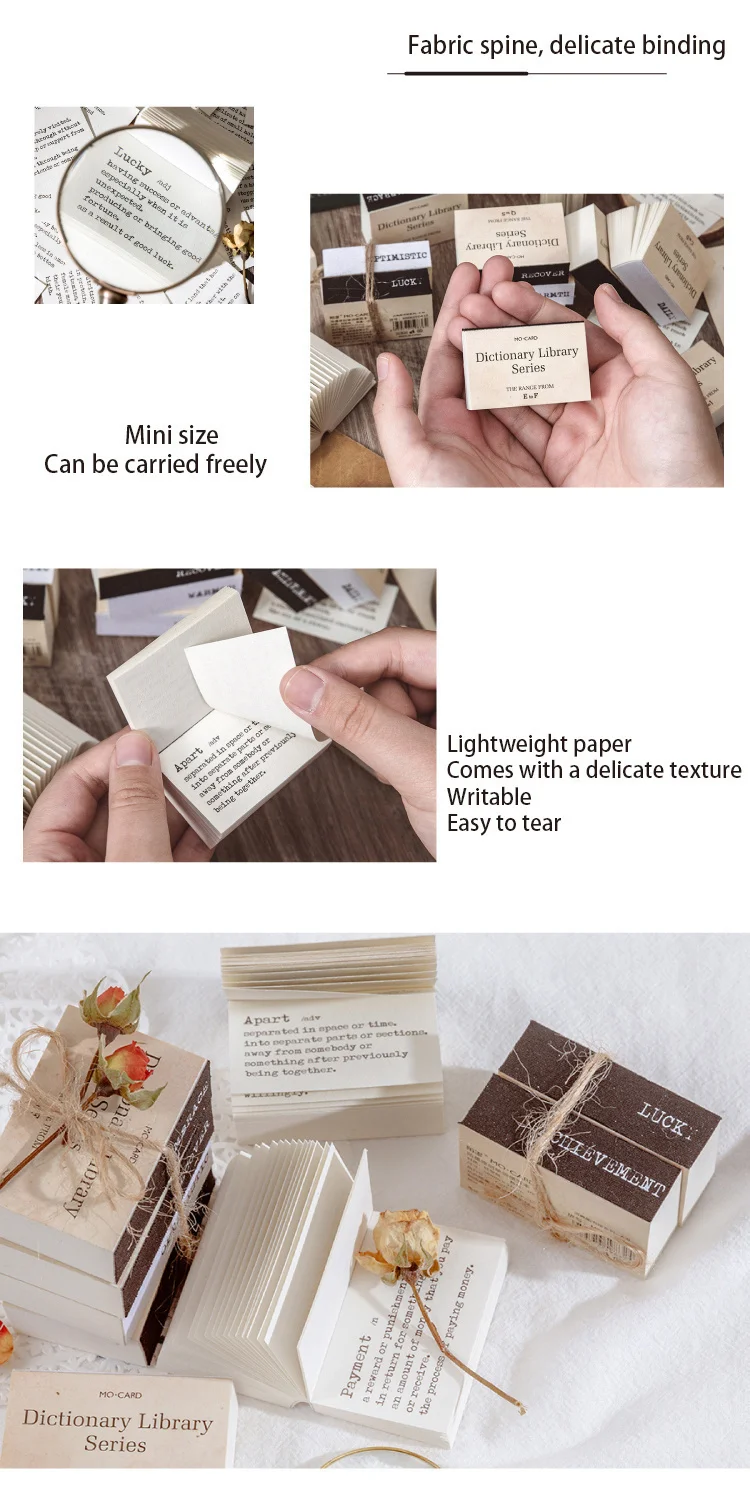 JIANWU 100 Sheets Dictionary Library Series Memo Pad Basic Decoration Material Paper Statement Notes Journal School Stationery