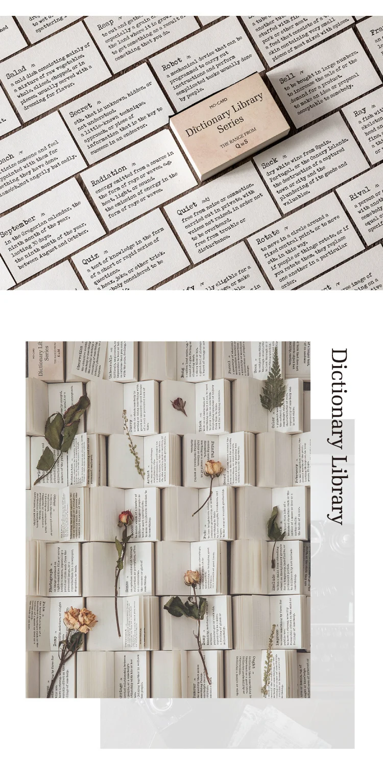 JIANWU 100 Sheets Dictionary Library Series Memo Pad Basic Decoration Material Paper Statement Notes Journal School Stationery