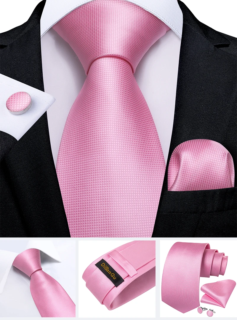 High Quality Pink Striped Paisley Men's Tie Set 8cm Business Wedding Party Accessories Men Necktie Hanky Set Men Gift