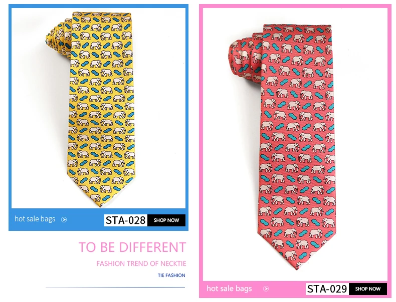 Tailor Smith New Fashion Printed Animal 100% Silk Ties Sheep Butterfly Puppy Elephant Men Premium Silk Neckties