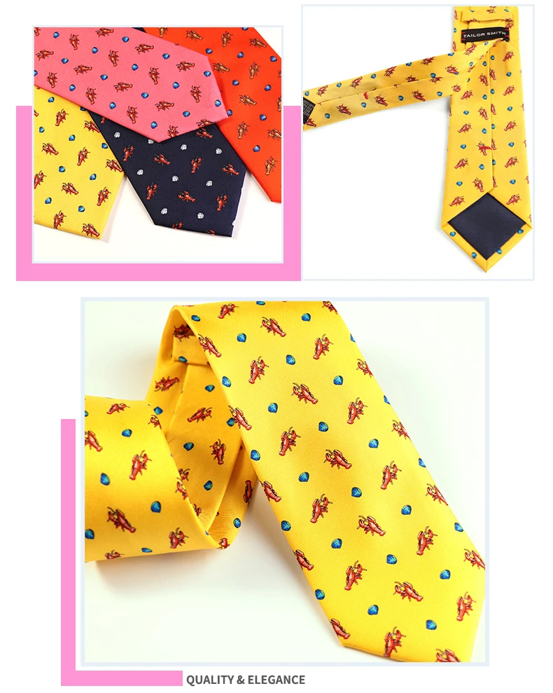 Tailor Smith New Fashion Printed Animal 100% Silk Ties Sheep Butterfly Puppy Elephant Men Premium Silk Neckties