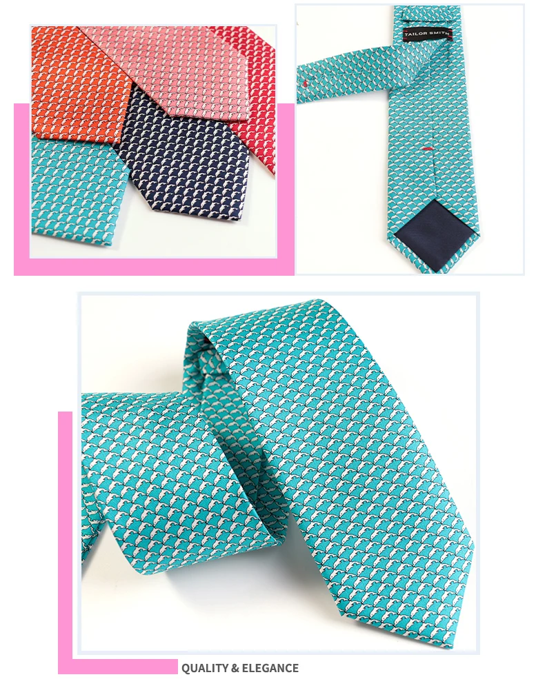 Tailor Smith New Fashion Printed Animal 100% Silk Ties Sheep Butterfly Puppy Elephant Men Premium Silk Neckties