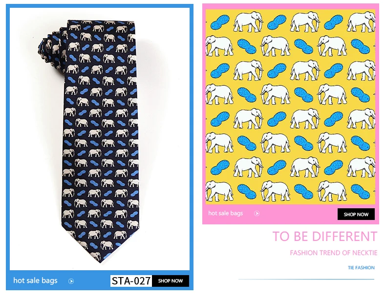 Tailor Smith New Fashion Printed Animal 100% Silk Ties Sheep Butterfly Puppy Elephant Men Premium Silk Neckties