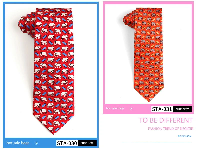 Tailor Smith New Fashion Printed Animal 100% Silk Ties Sheep Butterfly Puppy Elephant Men Premium Silk Neckties