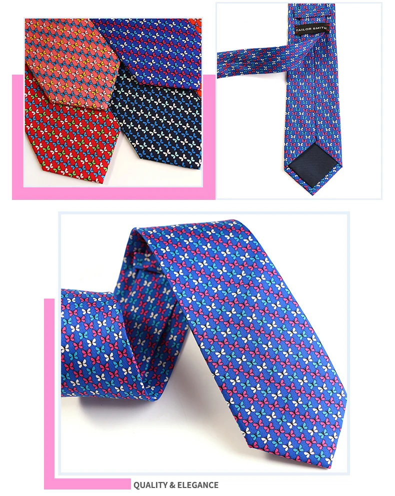 Tailor Smith New Fashion Printed Animal 100% Silk Ties Sheep Butterfly Puppy Elephant Men Premium Silk Neckties