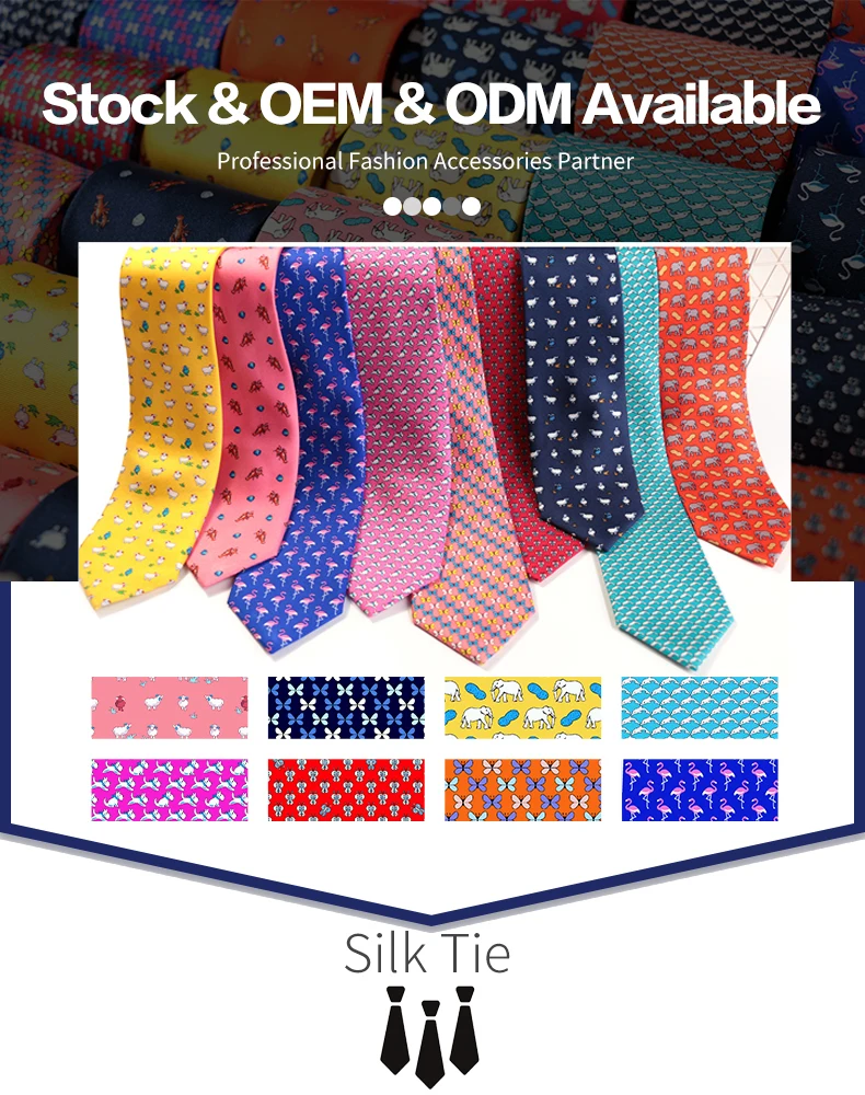 Tailor Smith New Fashion Printed Animal 100% Silk Ties Sheep Butterfly Puppy Elephant Men Premium Silk Neckties