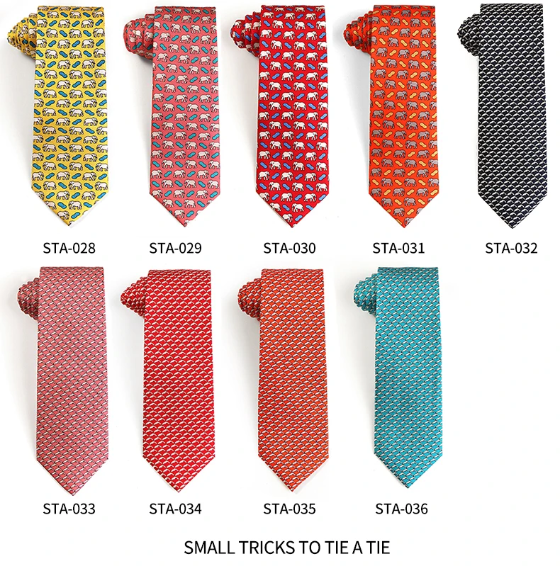 Tailor Smith New Fashion Printed Animal 100% Silk Ties Sheep Butterfly Puppy Elephant Men Premium Silk Neckties