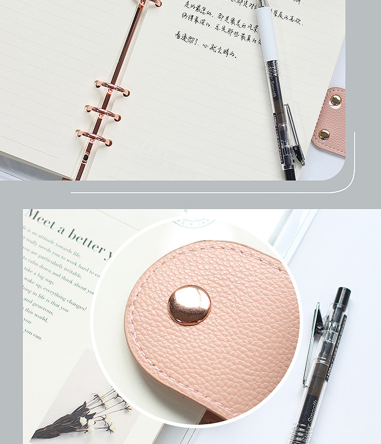 A5A6 B5 Rose Gold With 90 Sheet Inner Page Notebook Planner Organizer Binder Books Journal Diary Office Supplies Notebook