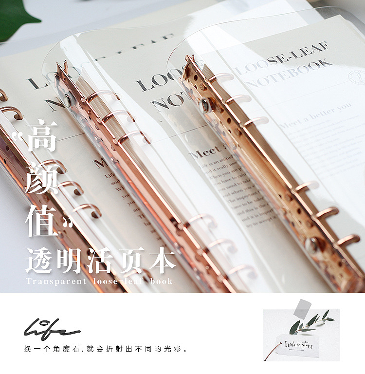 A5A6 B5 Rose Gold With 90 Sheet Inner Page Notebook Planner Organizer Binder Books Journal Diary Office Supplies Notebook