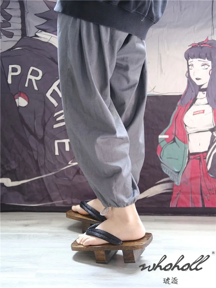 Summer Man Slipper Japanese Geta Wooden Clogs Sandals Samurai Cosplay Shoes Women Man Flip Flops Thick Bottom Platform Shoe