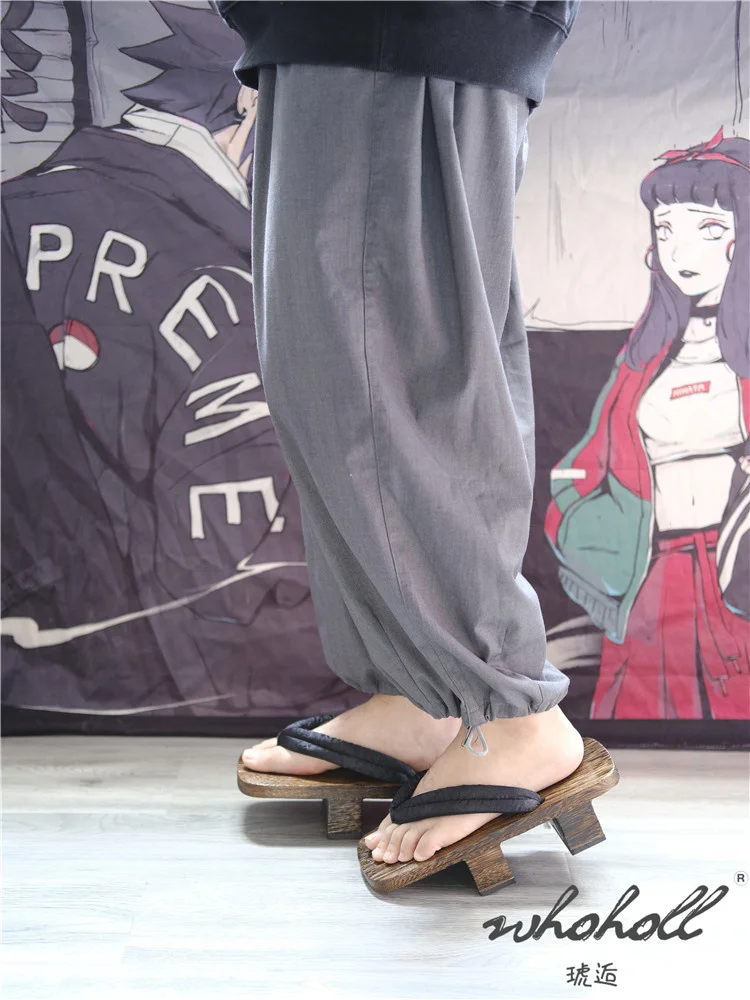 Summer Man Slipper Japanese Geta Wooden Clogs Sandals Samurai Cosplay Shoes Women Man Flip Flops Thick Bottom Platform Shoe