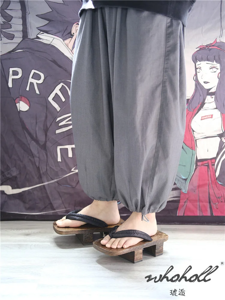 Summer Man Slipper Japanese Geta Wooden Clogs Sandals Samurai Cosplay Shoes Women Man Flip Flops Thick Bottom Platform Shoe