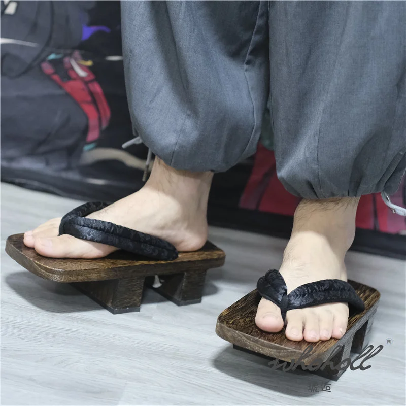 Summer Man Slipper Japanese Geta Wooden Clogs Sandals Samurai Cosplay Shoes Women Man Flip Flops Thick Bottom Platform Shoe