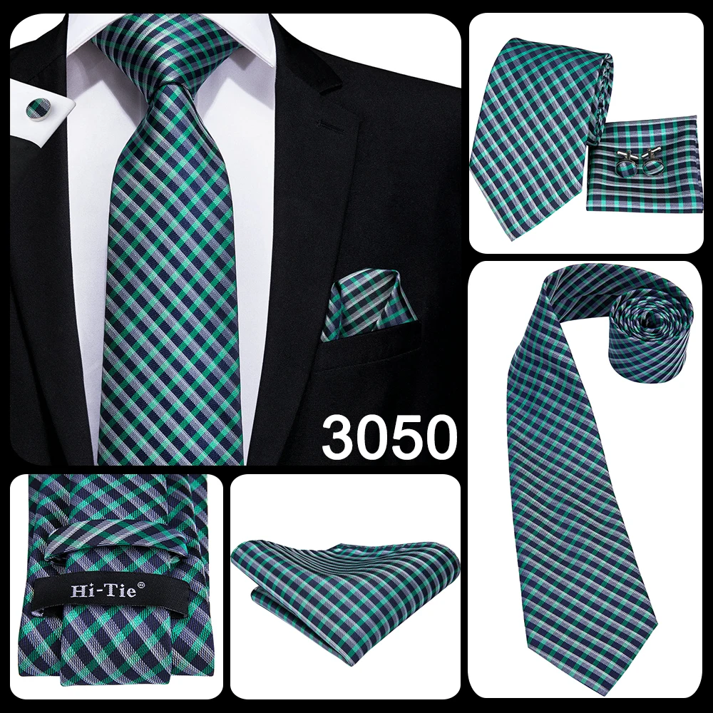 Hi-Tie Light Blue Striped Novelty Silk Wedding Tie For Men Handky Cufflinks Nicktie Set Fashion Design Business Party Dropship