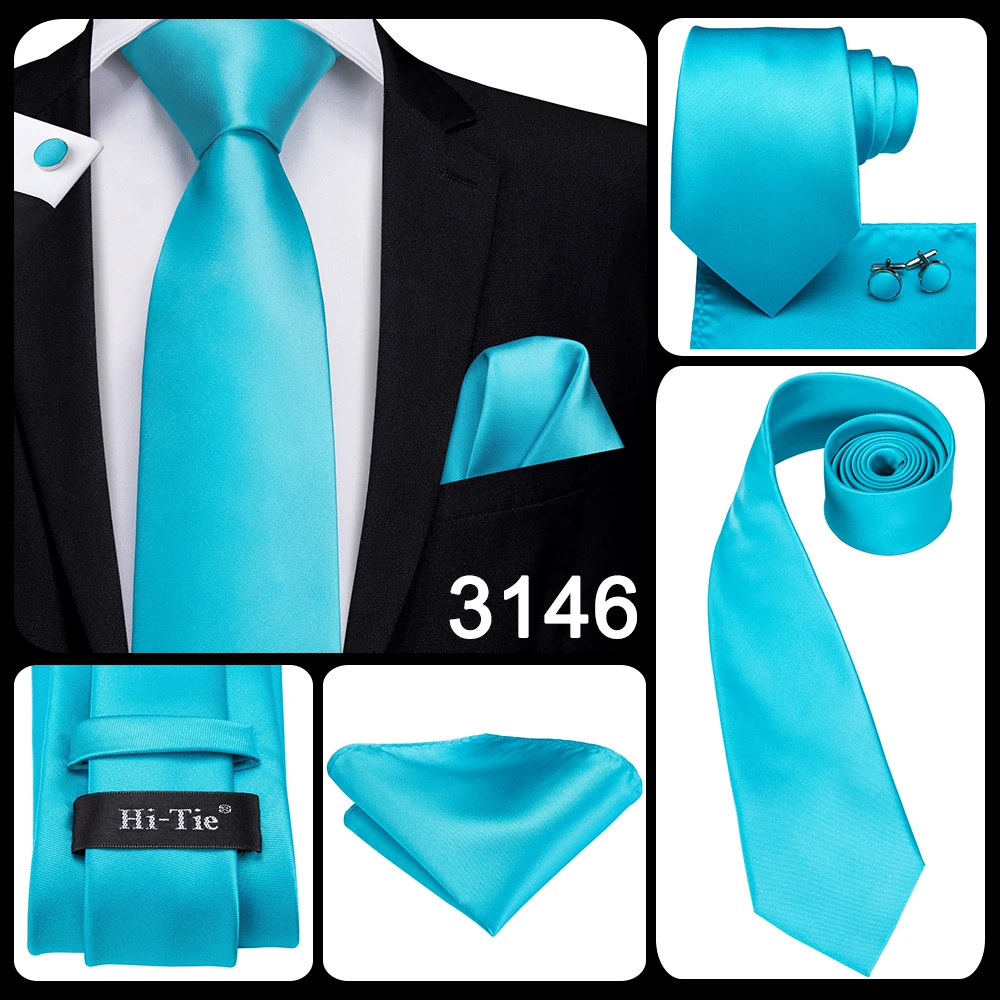 Hi-Tie Light Blue Striped Novelty Silk Wedding Tie For Men Handky Cufflinks Nicktie Set Fashion Design Business Party Dropship