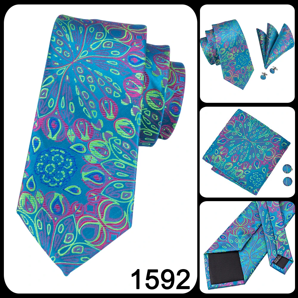 Hi-Tie Light Blue Striped Novelty Silk Wedding Tie For Men Handky Cufflinks Nicktie Set Fashion Design Business Party Dropship