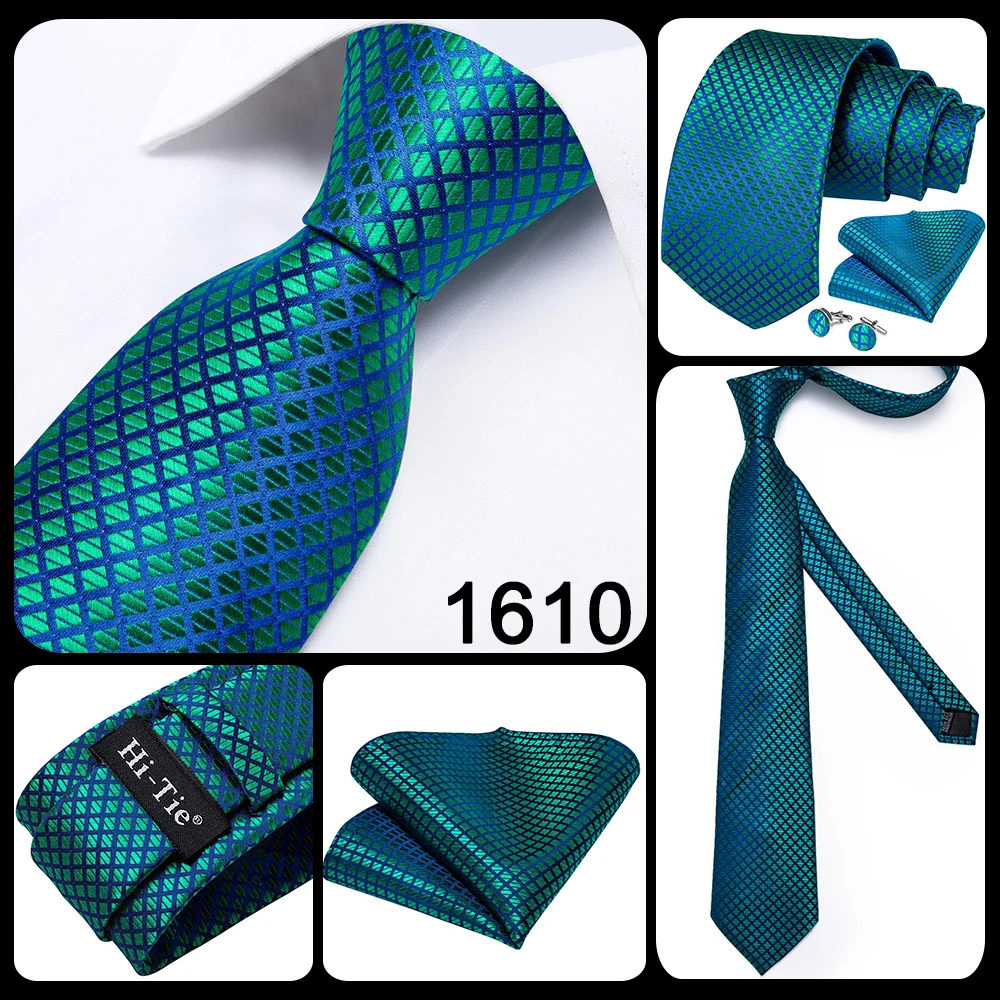 Hi-Tie Light Blue Striped Novelty Silk Wedding Tie For Men Handky Cufflinks Nicktie Set Fashion Design Business Party Dropship