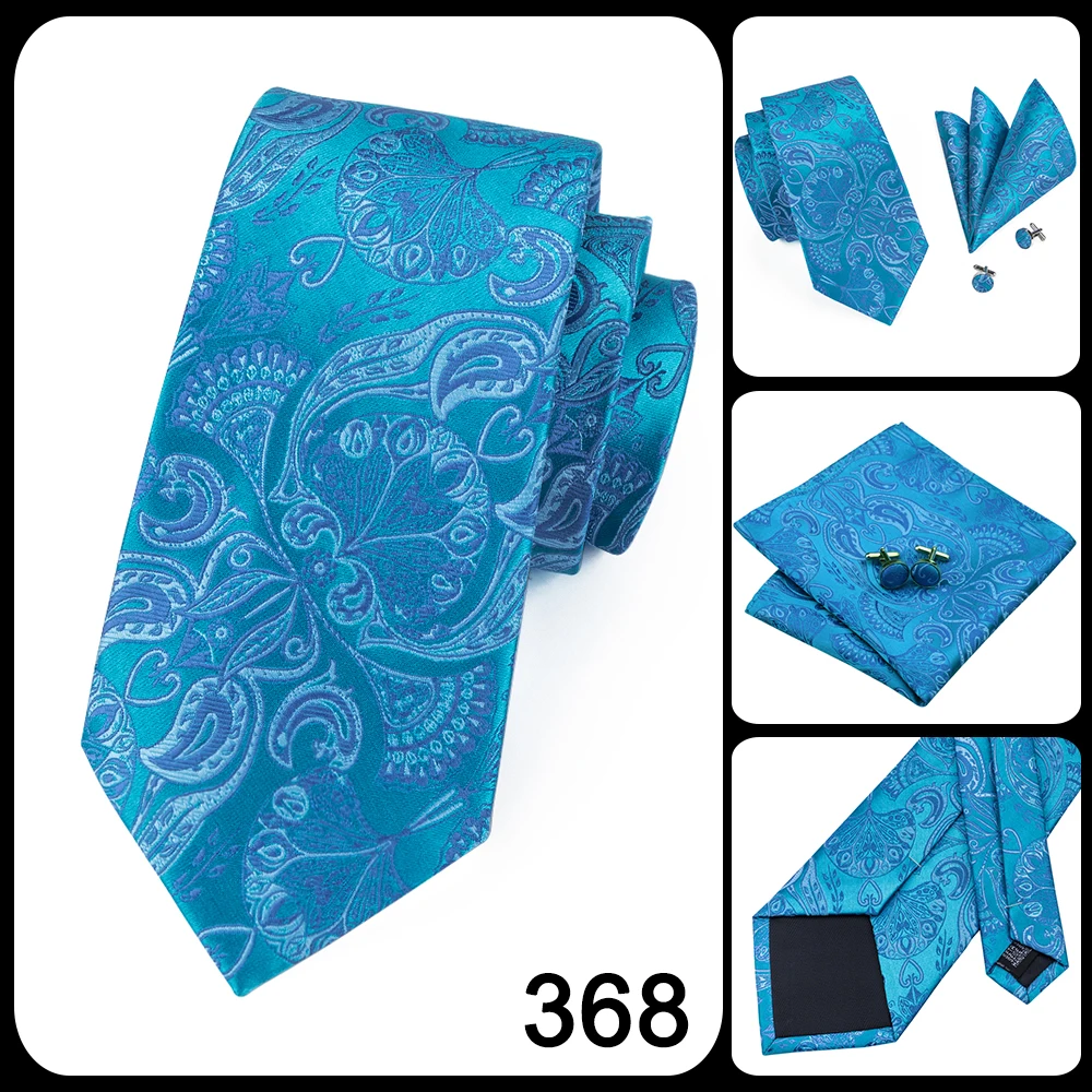 Hi-Tie Light Blue Striped Novelty Silk Wedding Tie For Men Handky Cufflinks Nicktie Set Fashion Design Business Party Dropship