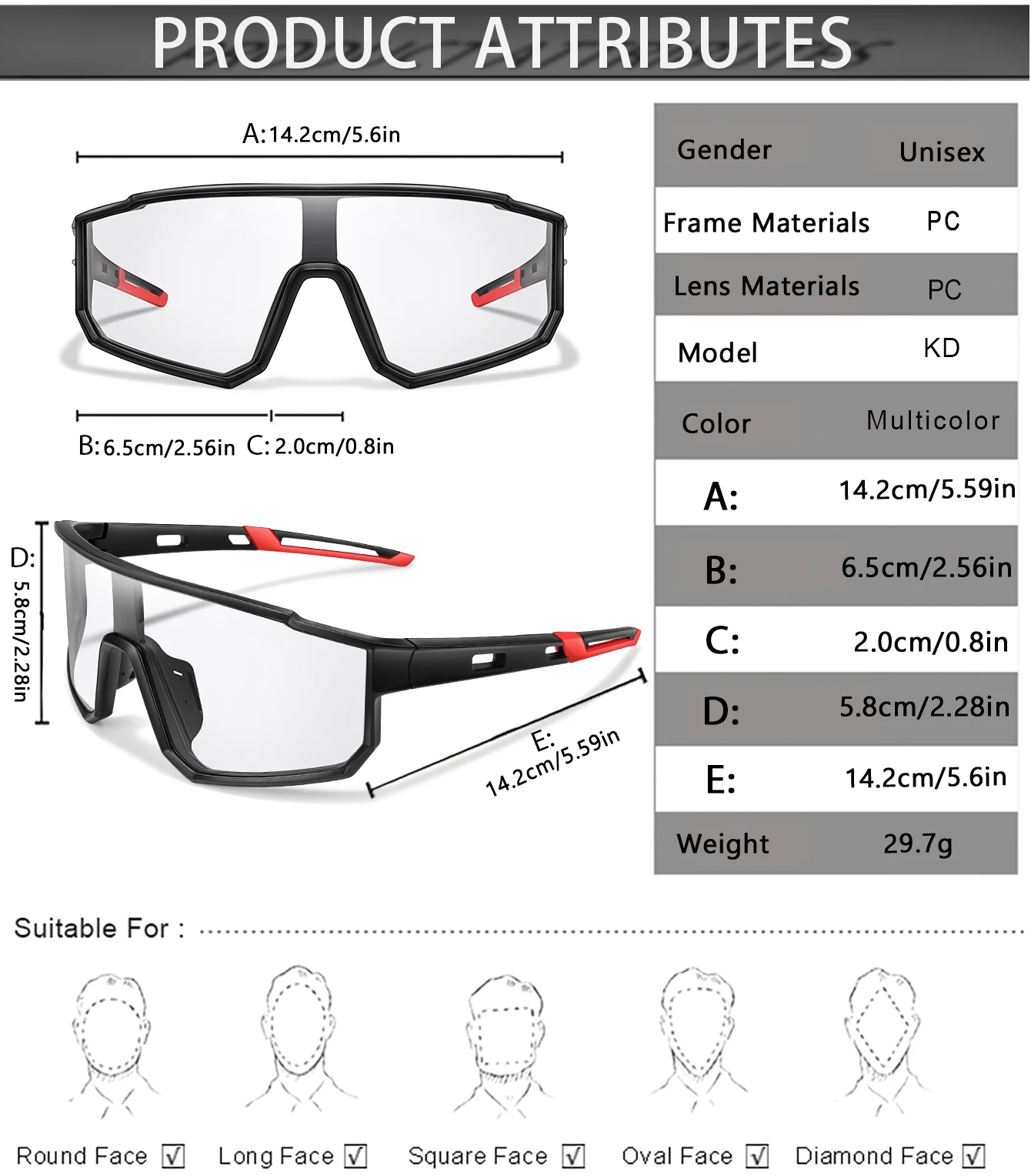 Fashion Brand Men Women Bicycle Photochromic Eyewear MTB Bike Fishing Running Cycling Sports Sunlasses Comfortable Goggles