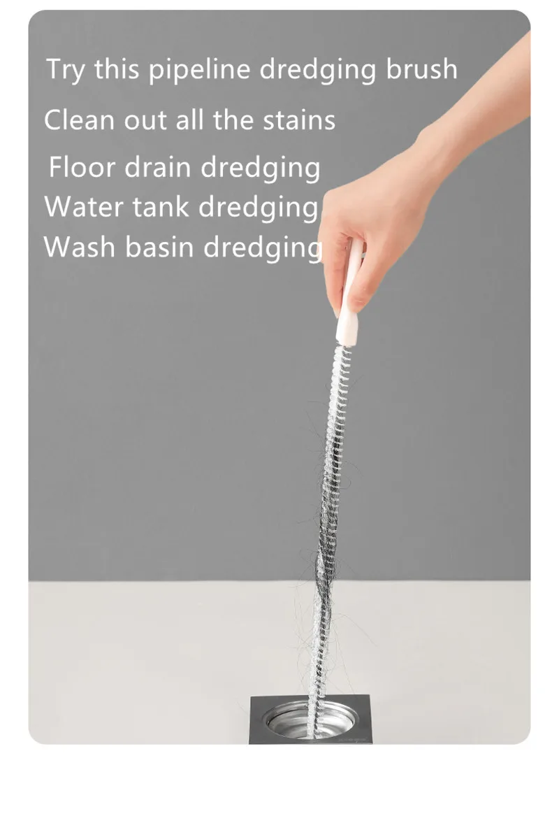 Pipe Dredging Brush Bathroom Hair Sewer Sink Cleaning Brush Drain Cleaner Flexible Cleaner Kitchen Clog Plug Hole Remover Tool