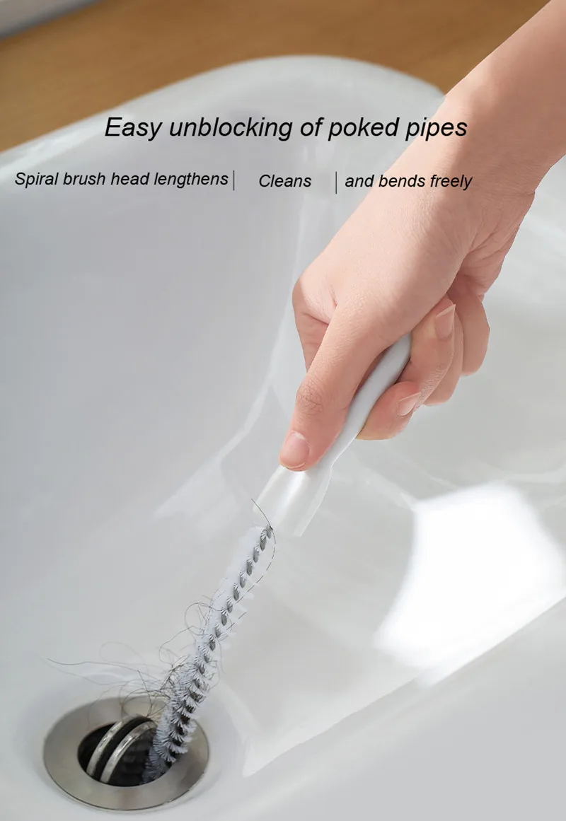 Pipe Dredging Brush Bathroom Hair Sewer Sink Cleaning Brush Drain Cleaner Flexible Cleaner Kitchen Clog Plug Hole Remover Tool