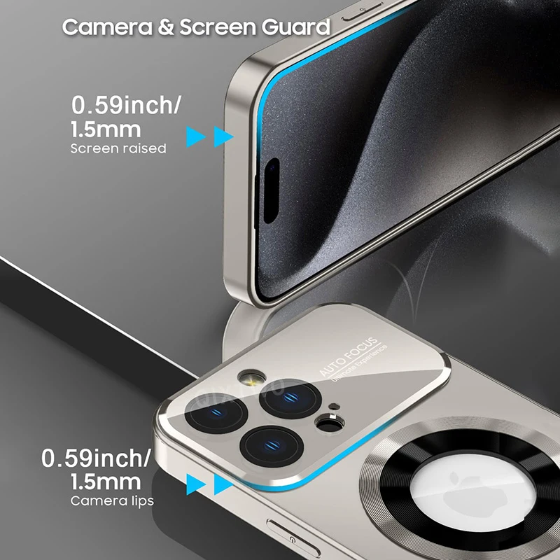 Luxury Glass Camera For Magesafe Magnetic Wireless Charge Case For iPhone 11 12 13 14 15 16 17 Pro Max Air Plus Shockproof Cover