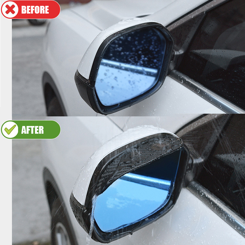 2Pcs Carbon Fiber Car Rearview Mirror Rain Shield Eyebrow Flexible Car Rearview Mirror Rain Shield Protector Eyebrow Rain Cover