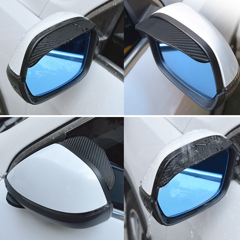 2Pcs Carbon Fiber Car Rearview Mirror Rain Shield Eyebrow Flexible Car Rearview Mirror Rain Shield Protector Eyebrow Rain Cover