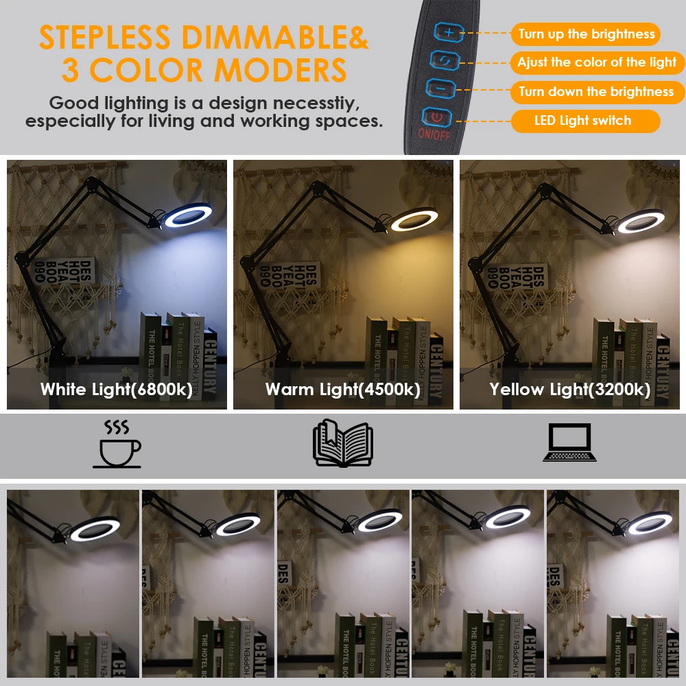4.3" Real Class 10X Magnlification Stepless pimming 5 Color Mode 84 Of Them LED 10 Levels Provide Bright Light Brightness