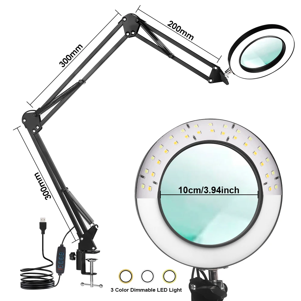 4.3" Real Class 10X Magnlification Stepless pimming 5 Color Mode 84 Of Them LED 10 Levels Provide Bright Light Brightness