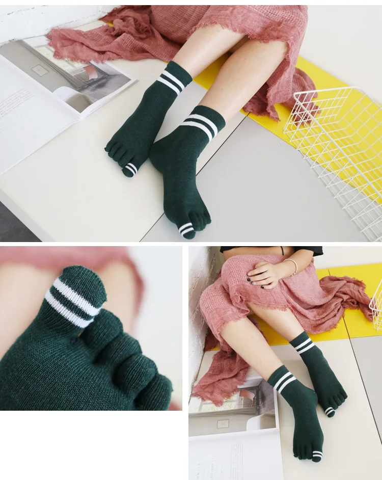 New Cotton Woman Five Finger Socks Female Toe Socks Harajuku Toe Separator Sox Streetwear Autumn Winter 5 Toe Socks
