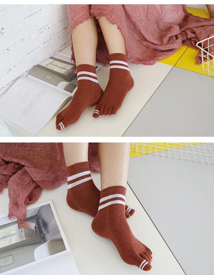 New Cotton Woman Five Finger Socks Female Toe Socks Harajuku Toe Separator Sox Streetwear Autumn Winter 5 Toe Socks