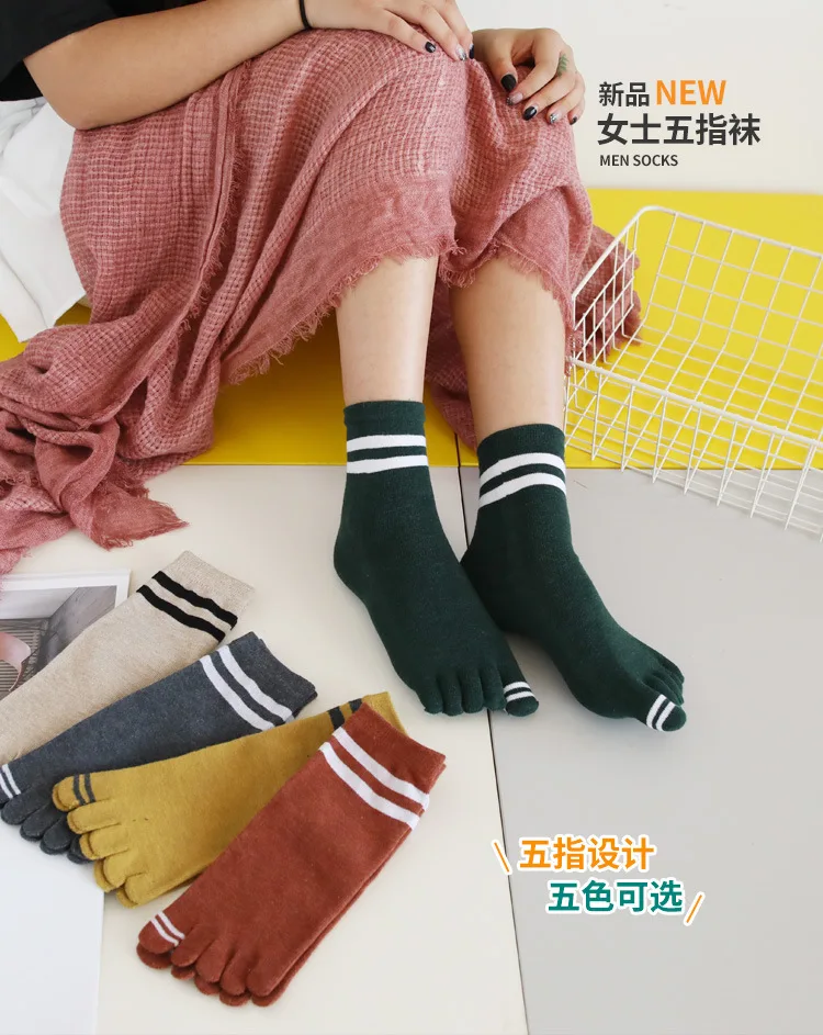 New Cotton Woman Five Finger Socks Female Toe Socks Harajuku Toe Separator Sox Streetwear Autumn Winter 5 Toe Socks