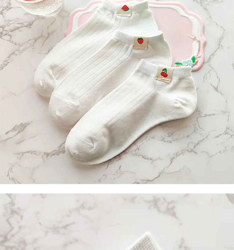 Socks women white 100 cotton fruit Invisible Short Woman Sweat summer girl women's socks ankle low female Invisible Kawaii Sox