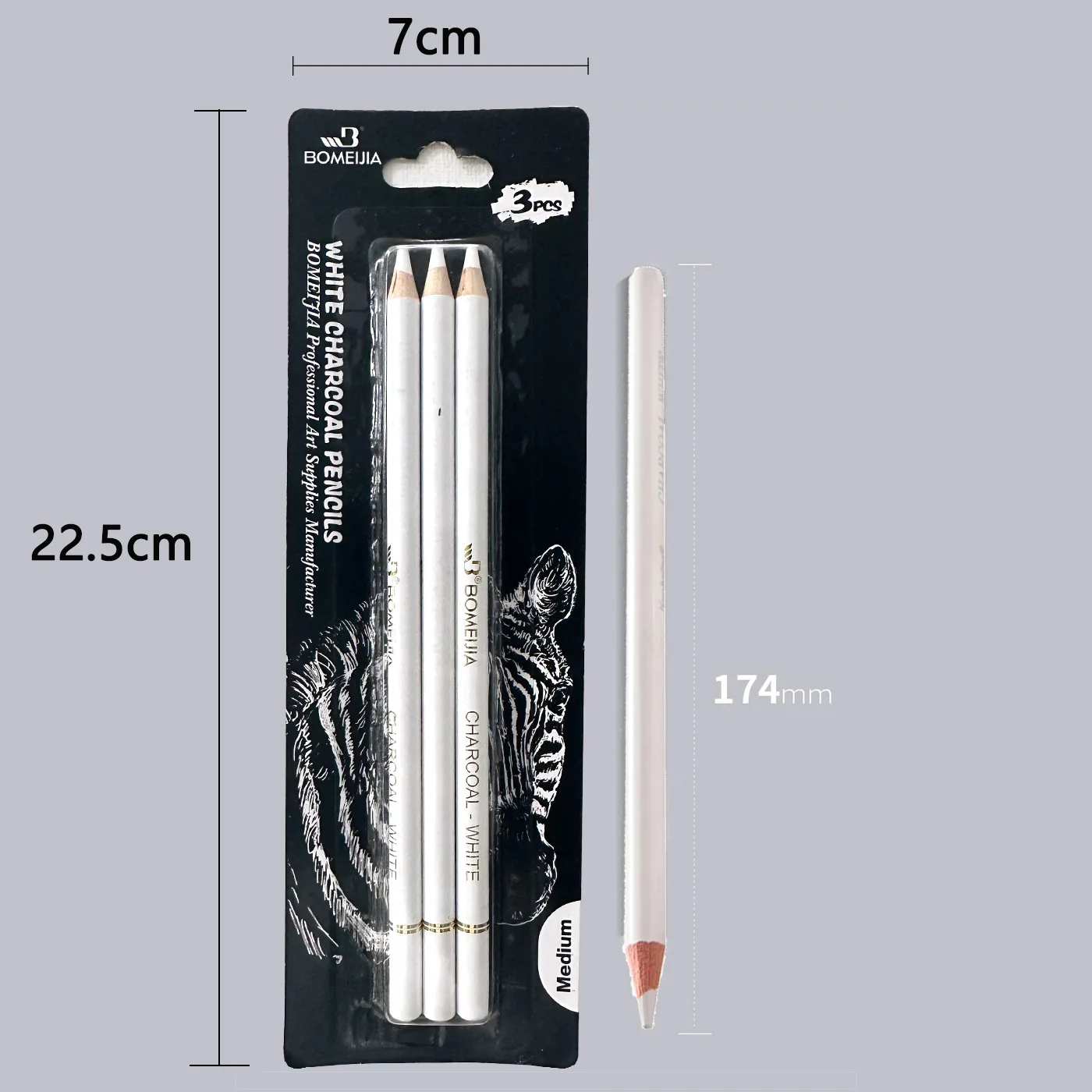 3Pcs White Sketch Charcoal Pencils Set Professional Standard Pencil Drawing Pencils Set For School Tool Painting Art Supplies