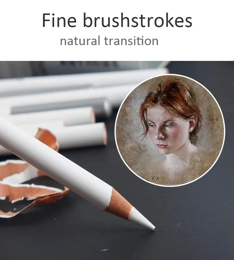 3Pcs White Sketch Charcoal Pencils Set Professional Standard Pencil Drawing Pencils Set For School Tool Painting Art Supplies